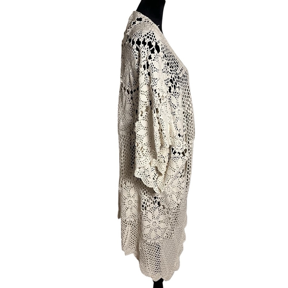 Topshop Cream Crochet Openwork Kimono Boho Cardigan (Size 4 / UK 8) - Picture 5 of 9